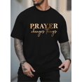 thumbnail image 1 of Camiseta informal para hombre, frase "La oración lo cambia todo", estampado geométrico, cuello redondo, manga corta, moda de verano, tejido de punto, poliéster, unisex. Para adultos, hombres, mujeres,, 1 of 6