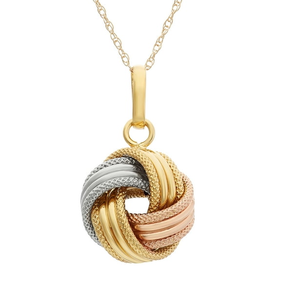 14K Tri Gold love knot pendant