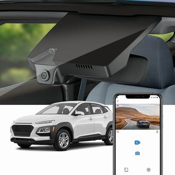 Fitcamx 4K Dash Cam for 2018-2021 Hyundai Kona and Kona Electric with Auto Dimming (Part No#J9000), Integrated OEM Look, WiFi & APP, Plug & Play, 64GB Card