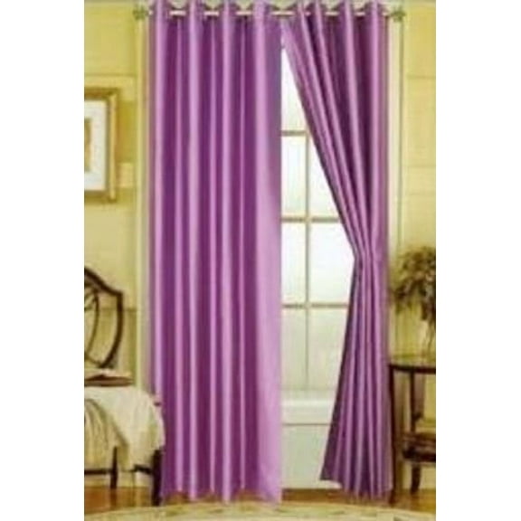 (#32) Hotel Quality Silver Grommet Top, Faux Silk 1 Panel Lilac Lavender Solid Thermal Foam Lined Blackout Heavy Thick Window Curtain Drapes Grommets 108" Length