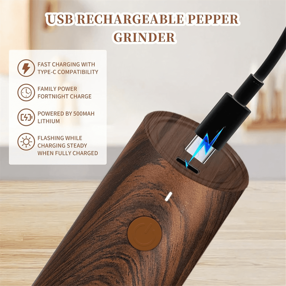 Electric Salt and Pepper Grinder Set-Automatic Pepper and Salt Grinder Refillable with 6Adjustable Coarseness Adjustable