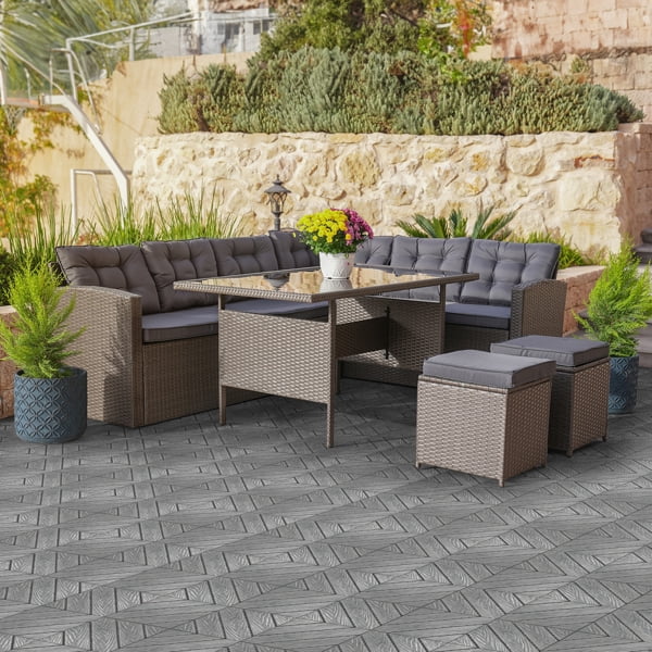 27-Piece Dark Grey Plastic Interlocking Deck Tiles - 11.8"x11.8" Waterproof Flooring for Indoor/Outdoor, Patio, Poolside, Balcony & Backyard