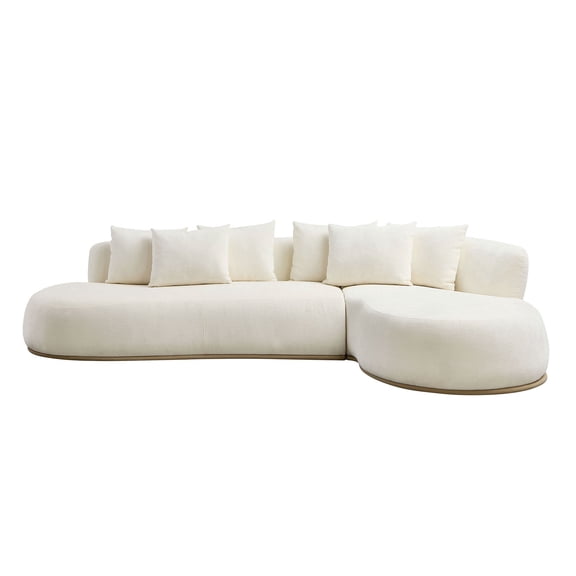 Kevinplus 135 Inch Oversized L-Shape Sectional Sofa Couch with Facing Chaise Right Beige Sofa with Deep Seat for Living Room, Beige