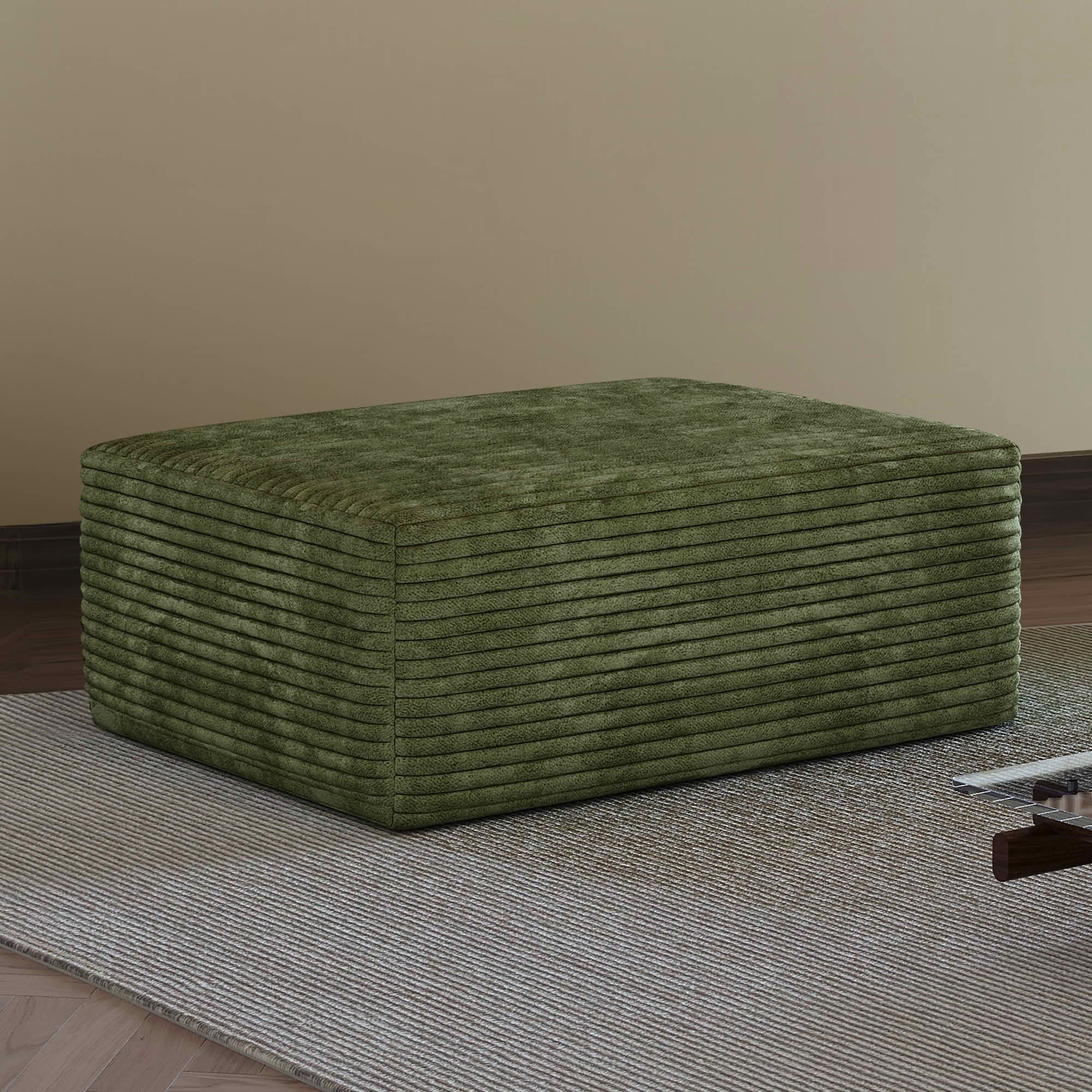 MAYEERTY Soft Upholstered Sofa Ottoman, Compressed Pack No Assembly Required, Plush Sponge Footrest Bench for Living Room Leisure Area