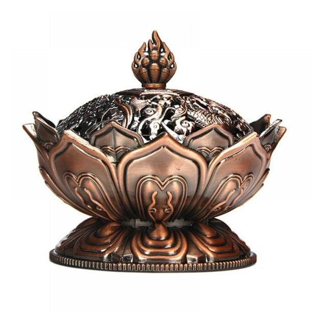Vintage Backflow Incense Burner Bowl, Lotus Incense Holder Charcoal