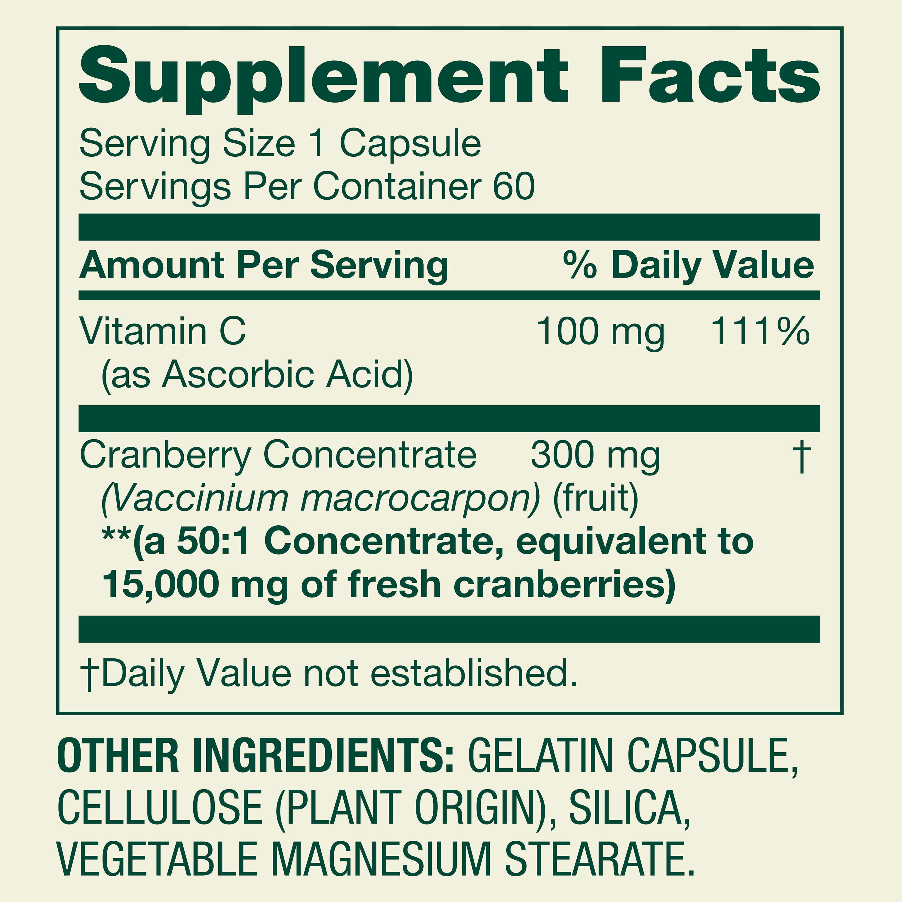 Spring Valley Extra Strength Cranberry Dietary Supplement Capsules, 15,000mg, 60 Count