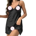 thumbnail image 4 of Womens Sleepwear Satin Nightgown V Neck Silk Nighty Sleeveless Nightwear Short Nightdress, 4 of 6