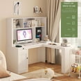 thumbnail image 3 of L Shaped Computer Desk with LED Light, Modern Corner Study Table with Bookshelf and 4 Drawers, Home Writing Desk with Storage for Bedroom, 3 of 10