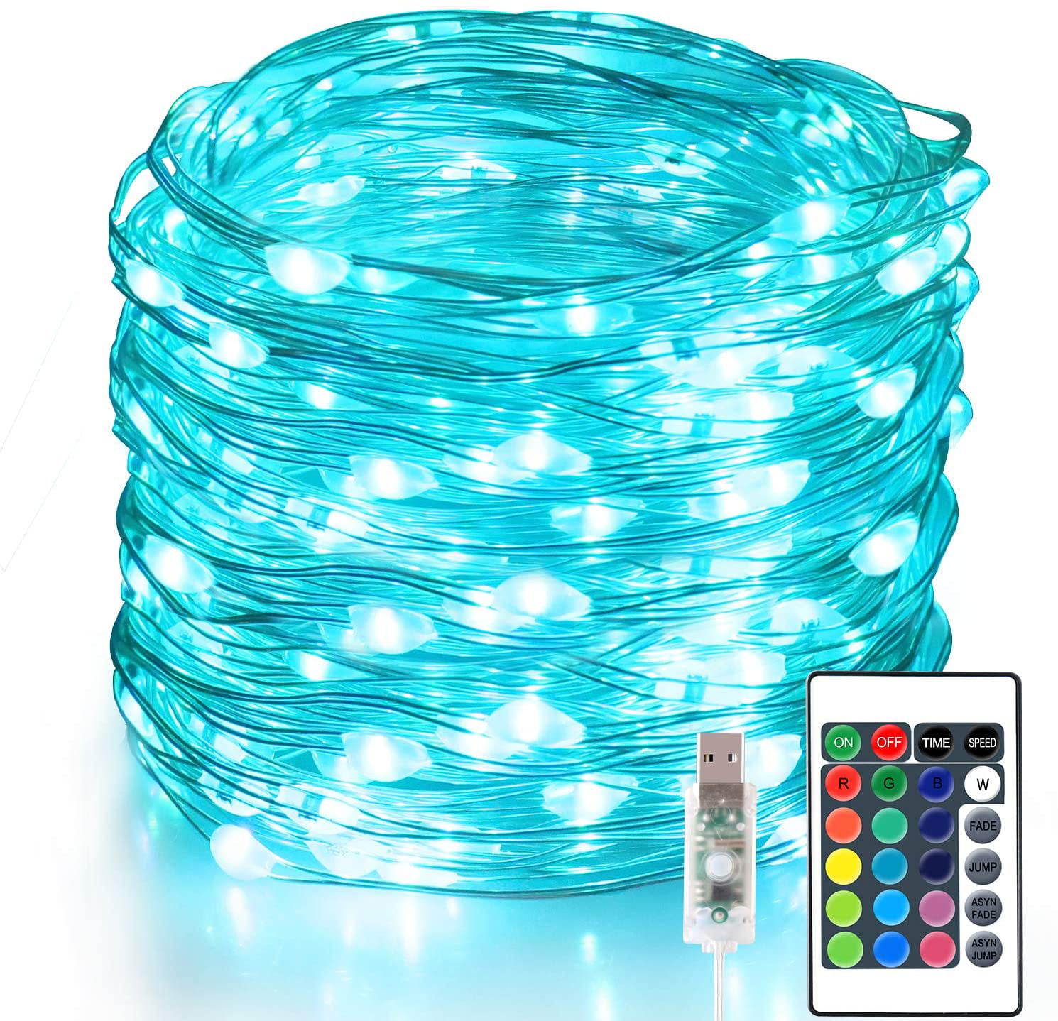 Copper Wire LED String Fairy Light Strip Christmas 24 Key Remote 16 colors 5/10M 