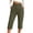 80# Army Green, variant on Women's Pull On Linen Capri Pants Cropped High Waisted Spring Summer Casual Side Button Elastic Waist Straight Wide Leg Cropped Pant Black S