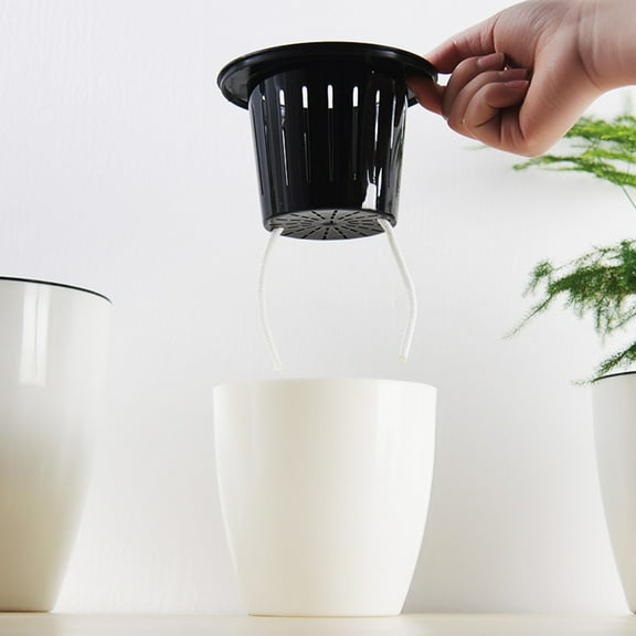 Raindrops Round Self-watering Flower Pots 1Pcs in Plastic for Home and Office Use 15x14x7in