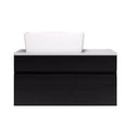 thumbnail image 6 of 32" Multi-layer Solid Wood Compact Freestanding Cabinet, Bathroom Storage Unit with Soft Close Drawer, Modern Small Bathroom Vanity with Ceramic Sink for Bathroom Organization, Black,White, 6 of 7