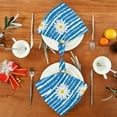 thumbnail image 4 of Coolnut Set of 4 Cute Daisy Chamomiles Flowers Floral Blue and White Stripes Satin Napkin Square 20 Inches Table Napkins Soft Smooth Decorative Napkins for Wedding Banquet Party Decoration, 4 of 6