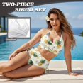 thumbnail image 4 of Garronmavis High Waisted Bikini Sets for Women Tropical Pineapple Tummy Control Twist Front 2 Piece Bathing Suit with Side Tie Bottom Drawstring Summer Beach Swimwear, 4 of 6