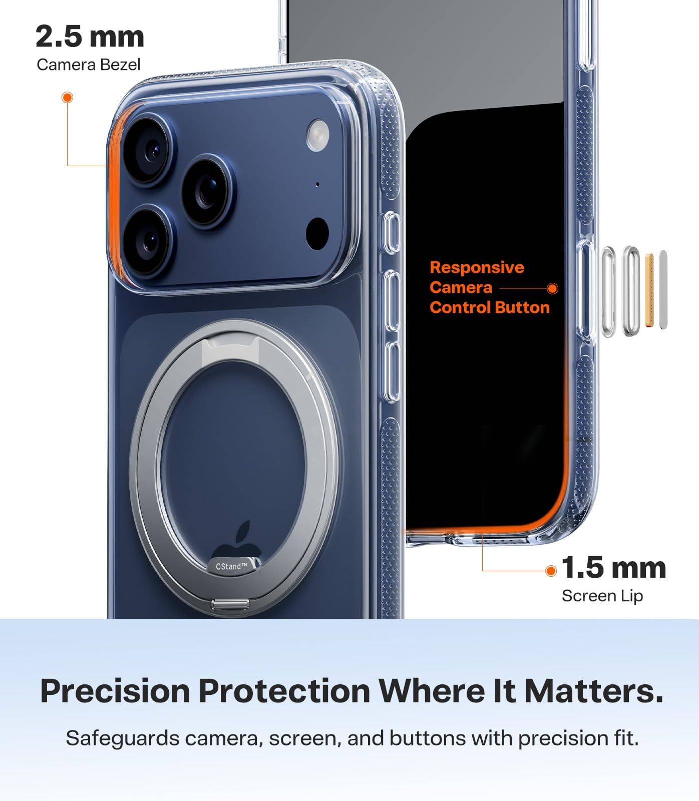 TORRAS O3 Fitness for iPhone 17 Pro Max Case, Fit for MagSafe with 360°Stand, Mil-Grade Protection, Camera Control, Translucent Slim, 6.9″,Clear