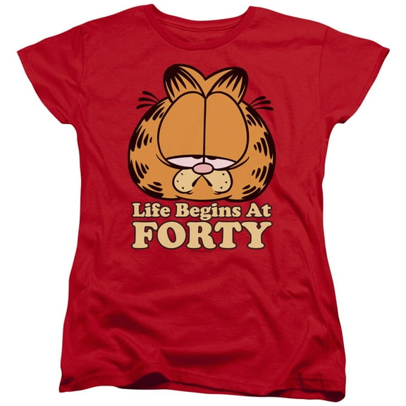 Garfield Life Begins At Forty S/S Women's T-Shirt Red