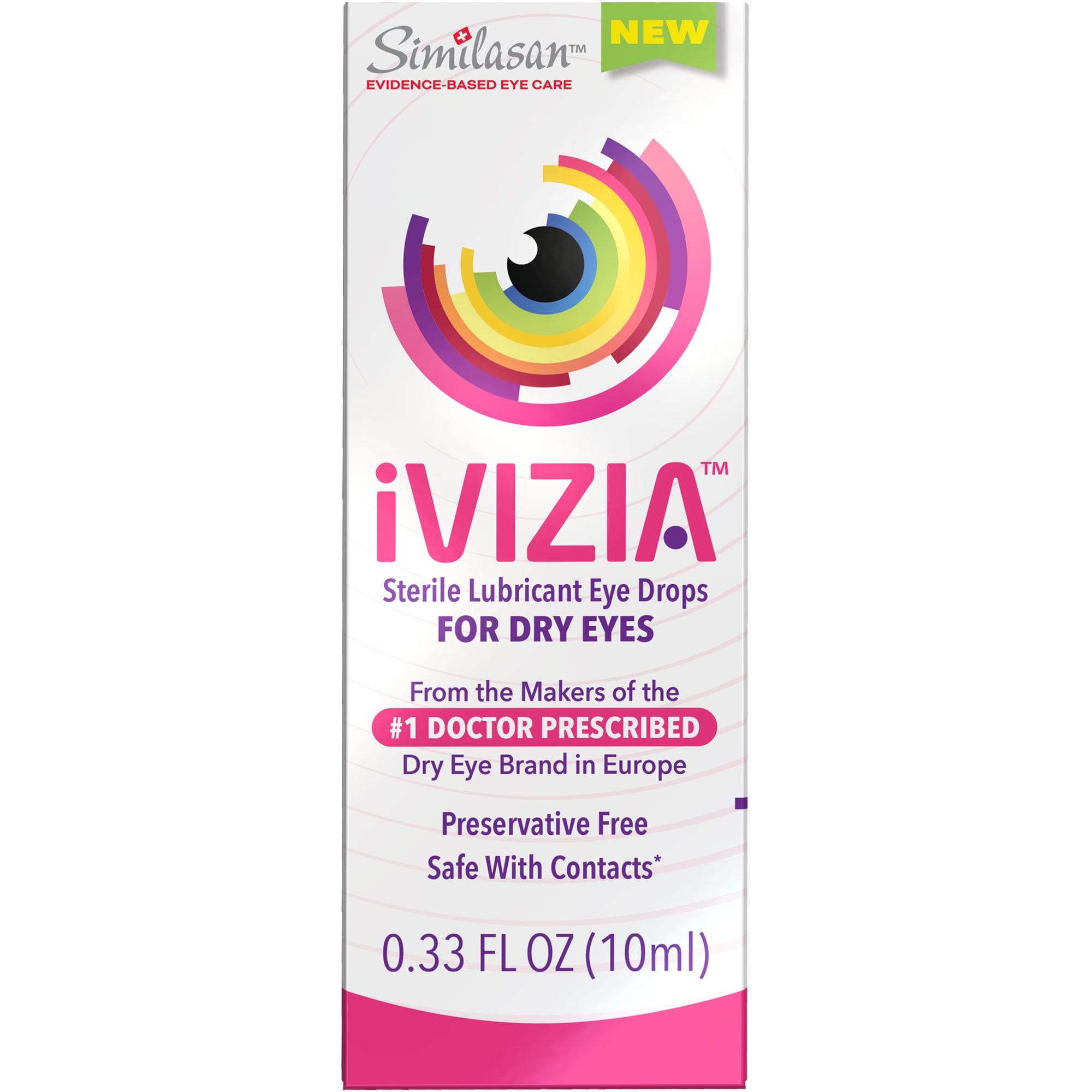 iVIZIA Sterile Lubricant Eye Drops for Dry Eyes, Preservative-Free, Moisturizing, Dry Eye Relief, Contact Lens Friendly, 0.33 fl oz Bottle