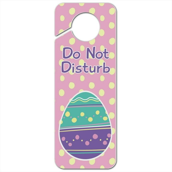 Cute Easter Egg Turquoise Purple Polka Dots Plastic Door Knob Hanger Sign