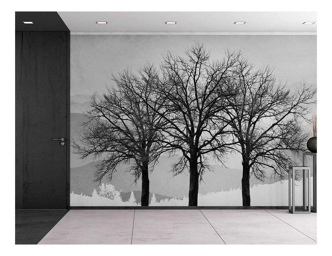 Wall26 Black and White Trees Peel & Stick Wallpaper, 66x96 inches