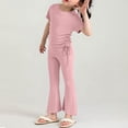 thumbnail image 6 of Babcutegg Girls’ Ice Silk Summer Casual Set – Sleeveless Solid Color Top with Flared Pants, Loose-Fit Matching Outfit Pink Size 7-8, 6 of 7