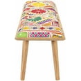 thumbnail image 4 of Hauteloom Dilkon Upholstered Entryway Bedroom Bench - Patchwork Style - Foot Stool - Red, Yellow, Green, Colorful - 18" x 45" x 15", 4 of 8
