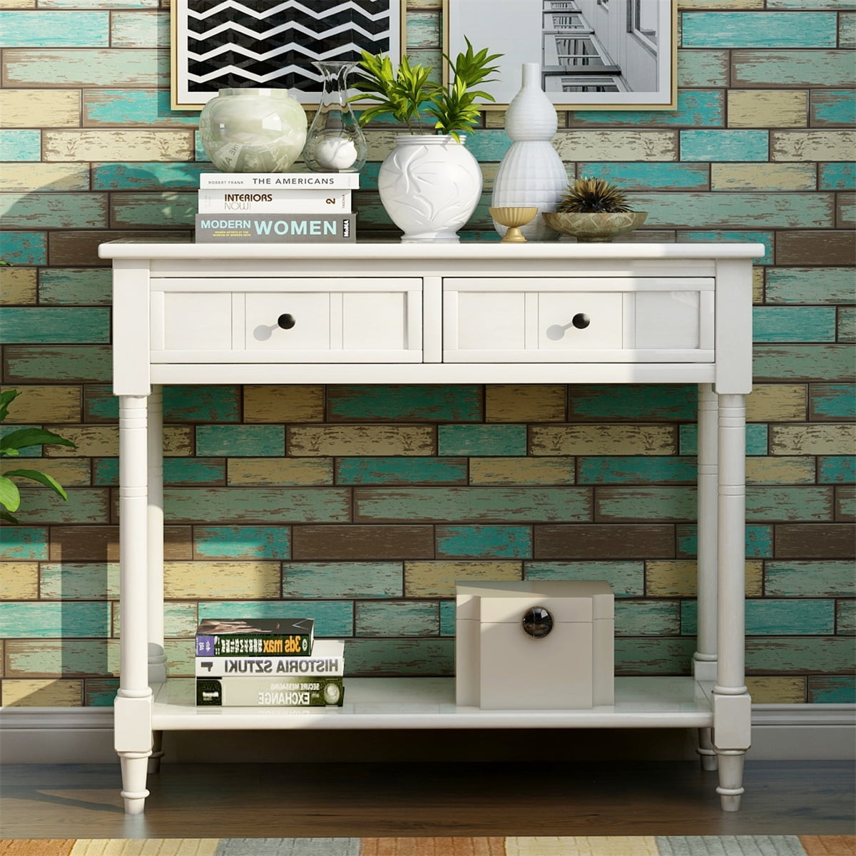 Daisy Series Console Table Traditional Design with Two Drawers and
