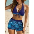 thumbnail image 5 of SHEWIN Women's Bikini Sets 2 Piece Swimsuit Summer Tropical Print Beachwear Halter Bathing Suit Navy Blue S, 5 of 10