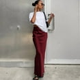 thumbnail image 2 of New Summer Arrivals SMihono Women's Satin Silky High Waist Maxi Skirt Elegant Elastic Waistband A Line Long Skirts Elegant Floor Length Long Y2k Summer Skirt Wine 8, 2 of 4