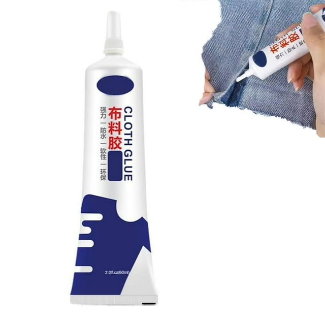 Liquidation! Dusknt Colle pour Tissu Puissante Colle pour Rapiécer le Tissu Adhésif Polyvalent pour Réparation de Couture pour Vêtements Agent Textile (60 ml), Colle pour Tissu