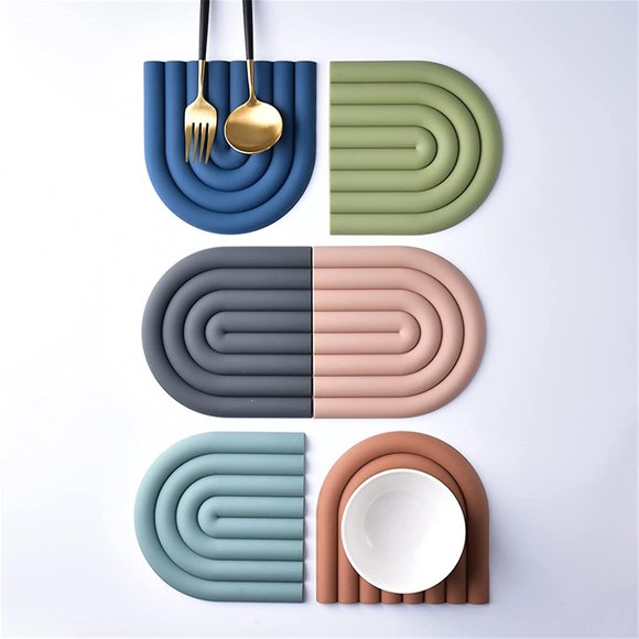 Colorful Silicone Trivet Mats - 6 Heat Resistant Pot Holders, Food Grade Silicone Heat Insulation Mat,