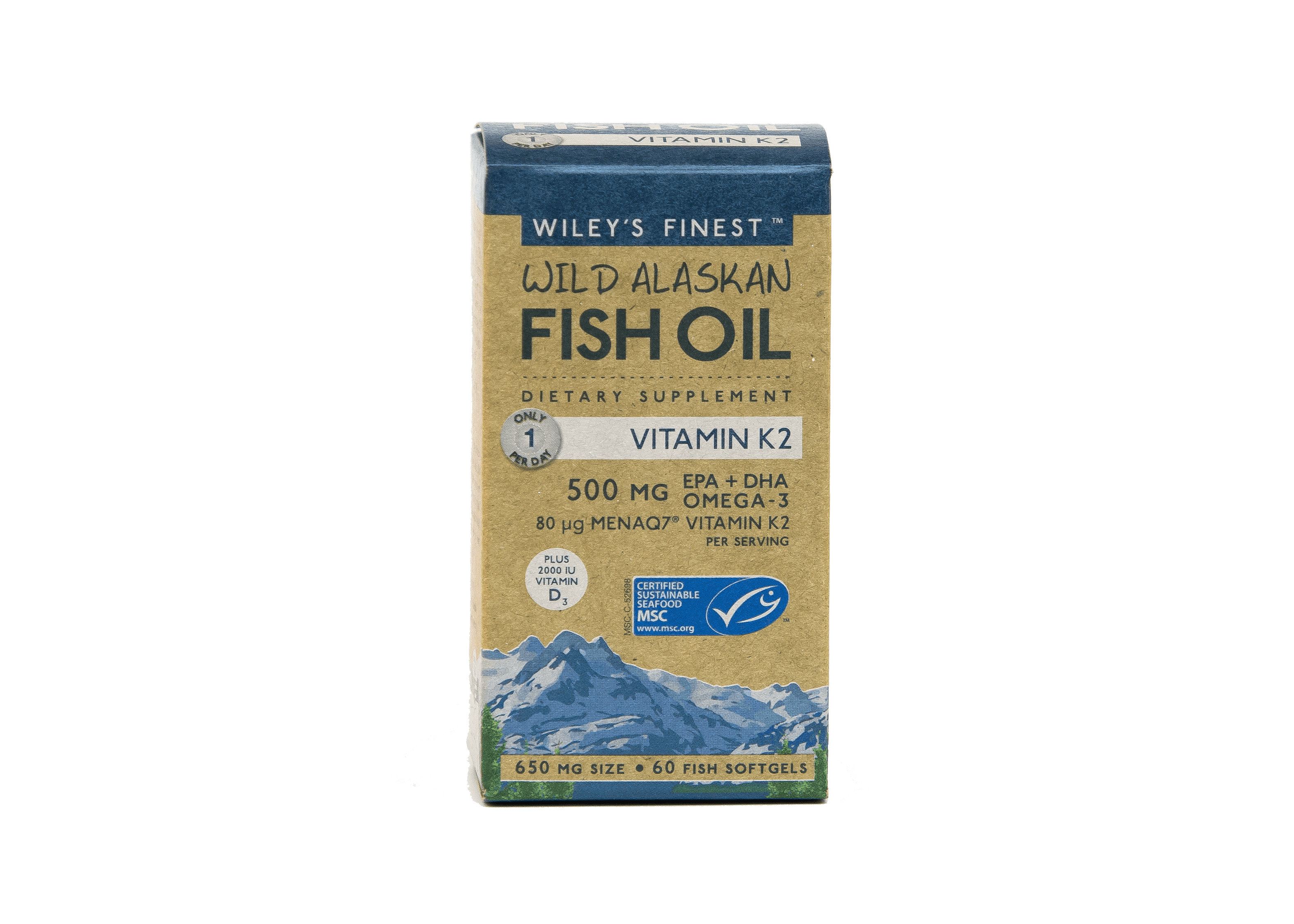Wiley'S Finest Wild Alaskan Fish Oil Mini Vitamin K2 500Mg, D3 2000 Iu, 500Mg Epa + Dha Omega