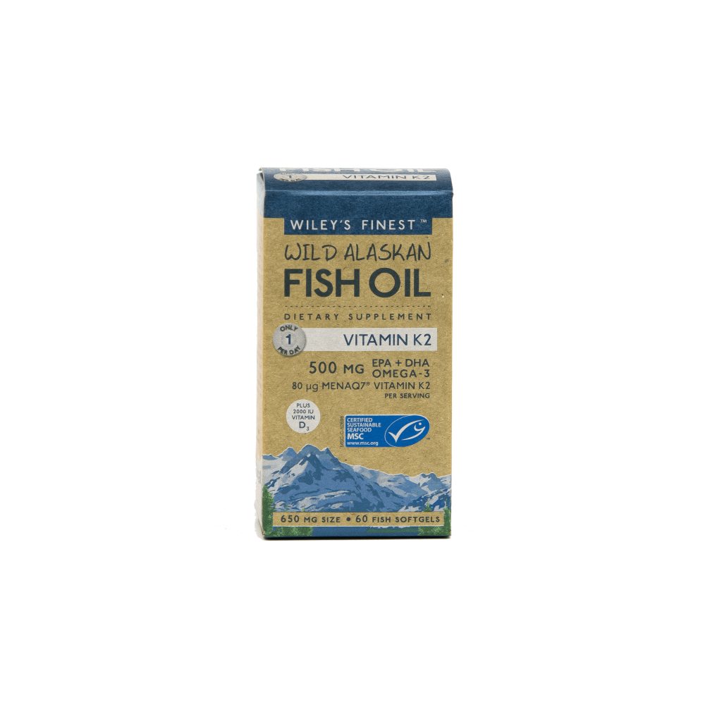 Wiley's Finest Fish Oil Vitamin K2 Softgels, 60 Ct