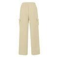 thumbnail image 4 of BRDFRL Cargo Pants for Women Y2K Casual Baggy Joggers Elastic Waist Wide Leg Pants with Pockets Khaki 2XL, 4 of 6