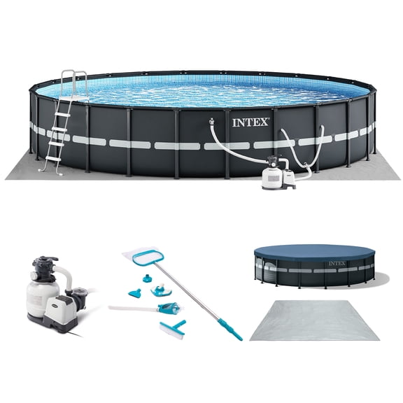 INTEX 18ft x 52in Ultra XTR Above Ground Swimming Pool, Sand Filter Pump, & Cleaning Maintenance Kit