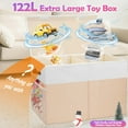 thumbnail image 3 of Large Toy Storage Box with Lid, Collapsible Sturdy Toys Storage Organizer Chest Bin Basket with Divider for Kids, Boys, Girls, Closet, Playroom, Bedroom, Nursery, 26"x17"x17" (Beige and White), 3 of 16