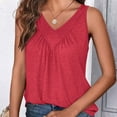 thumbnail image 2 of Jalioing V Neck Tank Tops for Women Casual Plain Pleated Sleeveless Blouses Fashion Loose Tunic Tops Summer Trendy Outfits, 2 of 5