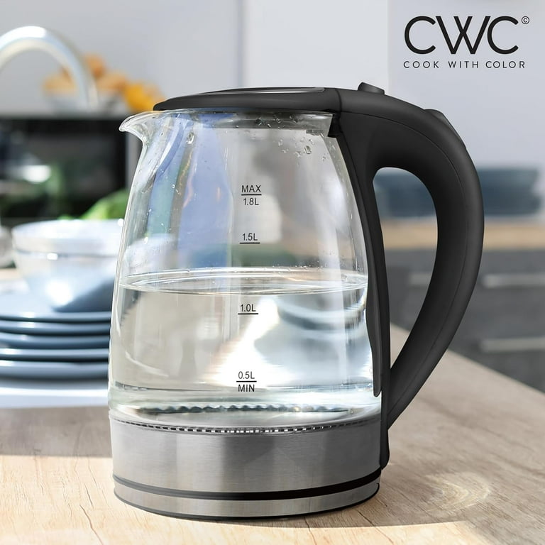 COOK WITH COLOR, Electric Pot, 1.7 L Rapid Boil Glass Water Kettle
