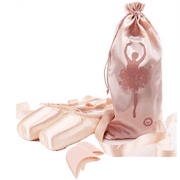 Nexete Pointe Shoe Dance Ballet Point Slippers Ballet Flats Shoes with Ribbons &Toe Pads,Black Pink Red Color For Girls Women(Note: Order Same Street Size 1/2 -1 Up)