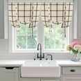 thumbnail image 4 of Linen Buffalo Check Tie Up Curtains for Windows, Adjustable Balloon Window Shades, Retro Black Lines Grid Pattern Kitchen Window Treatments Farmhouse Short Curtains with Rod Pocket 42"x45", 4 of 8