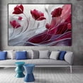 thumbnail image 2 of Mudket Framed Canvas Wall Art Ready to Hang, Burgundy Red Floral Canvas Wall Art, Minimalist Flower Wall Decor, Abstract Floral Prints for Living Room Bedroom Office Home Decor - 12"L x 8"W, 2 of 10