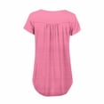 thumbnail image 5 of Pxxlle Summer Tops for Women Dressy Casual Pleated Short Sleeve Shirt Loose Fit Round Neck Tunic Top Solid Color Pink L, 5 of 6
