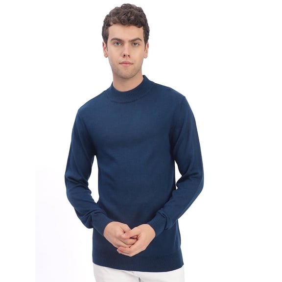 Cavardi Casual Men’s Turtle Neck Sweater – Teal Blue | XXL