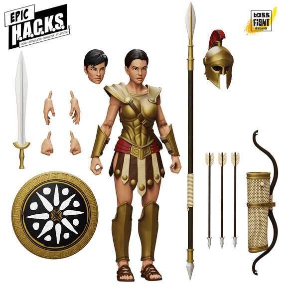 Boss Fight Studio Epic H.A.C.K.S. Core Wave 1, Amazon Warrior: Pride of Ares Action Figure - Highly Articulate Collectible Figurine with Interchangeable Parts and Accessories - 1:12 Scale