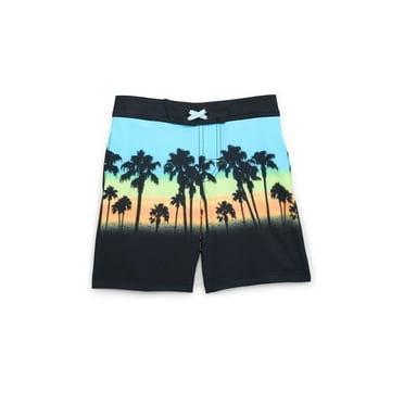 Wonder Nation Boys Quick Dry Stretch Swim Trunks with UPF 50+, Sizes 4-18 & Husky