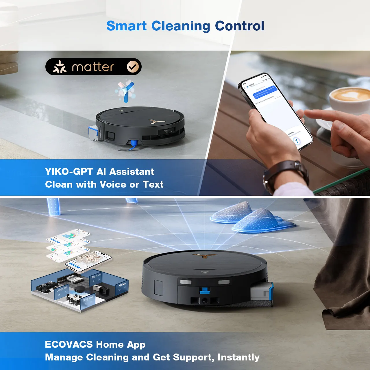 ECOVACS DEEBOT X9 PRO Omni Robot Vacuum and Mop, 16,600Pa Blast Suction, OZMO Roller Instant Self-Washing Mop