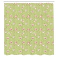 thumbnail image 2 of Ambesonne Hen and Chicks Shower Curtain, Chicken and Rooster, 69"Wx84"L, Green Pink, 2 of 4