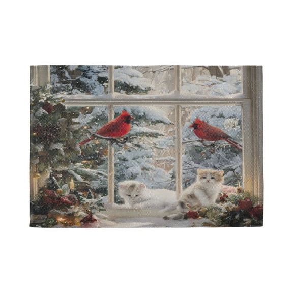 Qxltty Christmas Windowsill Placemats Set of 1 Heat Resistant Non-Slip Place mat for Dining Table Washable Durable Polyester Woven Table Decorations