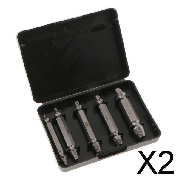 Juego de guías de brocas extractoras de pernos de tornillo dañados rotos 2x5 uds 2 piezas