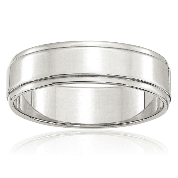 925 Sterling Silver 6mm Step Edge Plain Classic Wedding Band Ring