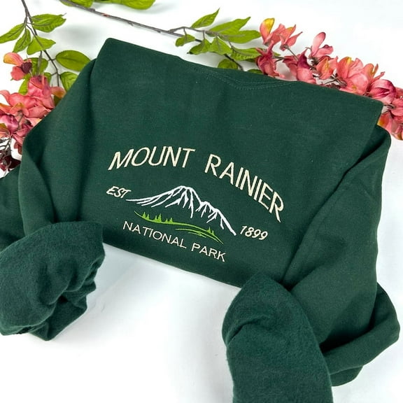 Mount Rainier National Park Embroidered Crewneck